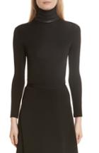 Women's Helmut Lang Bondage Jersey Leather Neck Top - Black