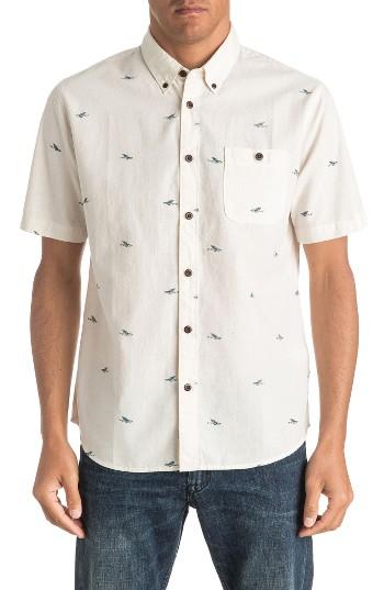 Men's Quiksilver Waterman Collection Post Surf Print Sport Shirt - White