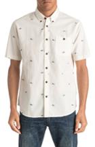 Men's Quiksilver Waterman Collection Post Surf Print Sport Shirt - White