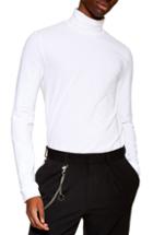 Men's Topman Jersey Turtleneck Long Sleeve T-shirt - White