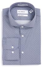 Men's Calibrate Extra Trim Fit Print Stretch Dress Shirt .5 - 32/33 - Blue