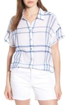Women's Liverpool Jeans Company Crinkle Cotton Short Sleeve Blouse - White