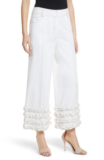 Women's Cinq A Sept Carmelina Ruffle Cuff Pants - White