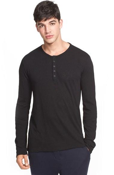 Men's Atm Anthony Thomas Melillo Raw Edge Henley - Black