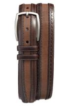 Men's Mezlan Diver Leather Belt - Dark Brown/ Top
