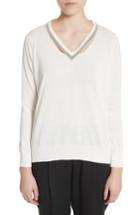 Women's Fabiana Filippi Embellished Cutout Cotton Sweater Us / 38 It - White