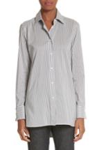 Women's Max Mara Filato Stripe Cotton & Silk Shirt - Grey