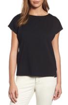 Women's Eileen Fisher Stretch Organic Cotton Jersey Top, Size - Black