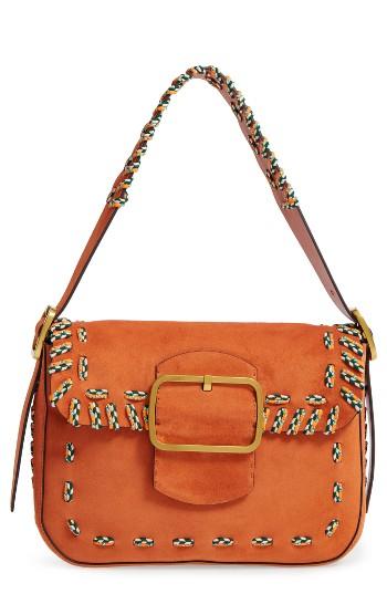 Tory Burch Sawyer Stitch Suede Shoulder Bag -