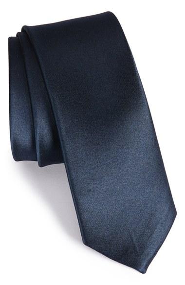 Men's The Tie Bar Solid Silk Skinny Tie, Size - Blue