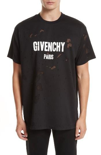 Men's Givenchy Colombian Fit Distressed Logo T-shirt - Black
