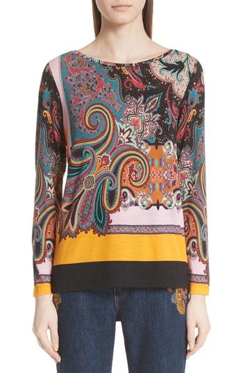 Women's Etro Colorblock Paisley Tee Us / 38 It - Black