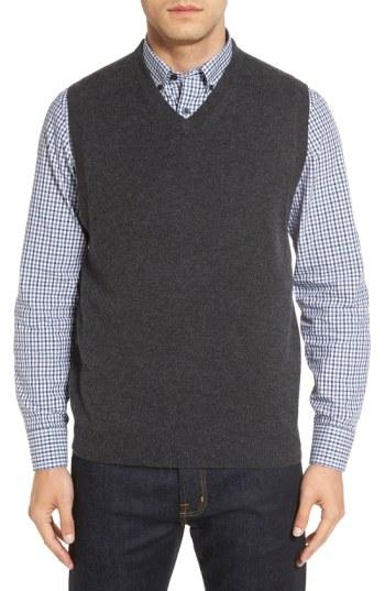 Men's Nordstrom Men's Shop Cashmere V-neck Sweater Vest - Grey