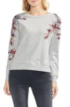 Women's Vince Camuto French Terry Embroidered Sweatshirt, Size - Grey