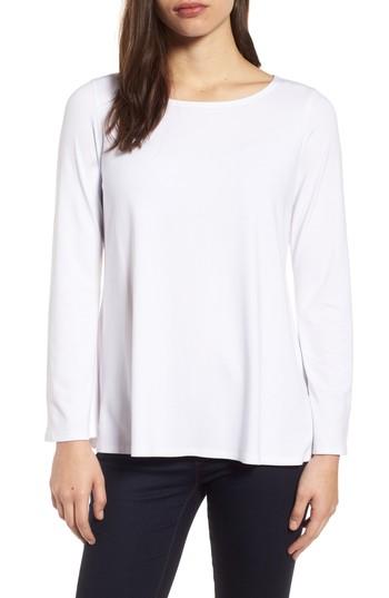 Women's Eileen Fisher Ballet Neck Jersey Top - White