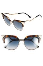 Women's Fendi 54mm Metal Tipped Cat Eye Sunglasses - Havana/ Gold