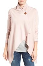Petite Women's Bobeau One-button Fleece Wrap Cardigan, Size P - Pink