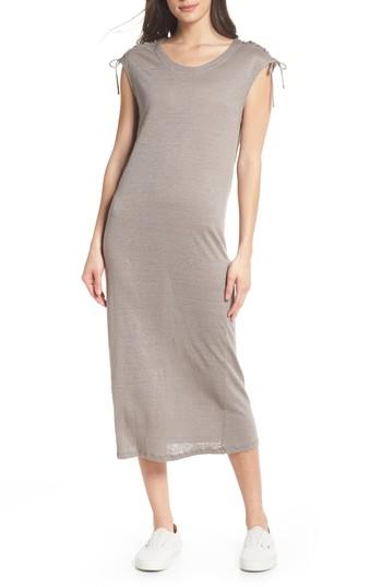 Women's Caara Lace-up Shoulder Jersey Midi Dress - Grey