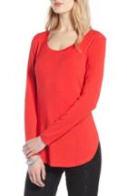 Women's Halogen Long Sleeve Knit Tunic - Red
