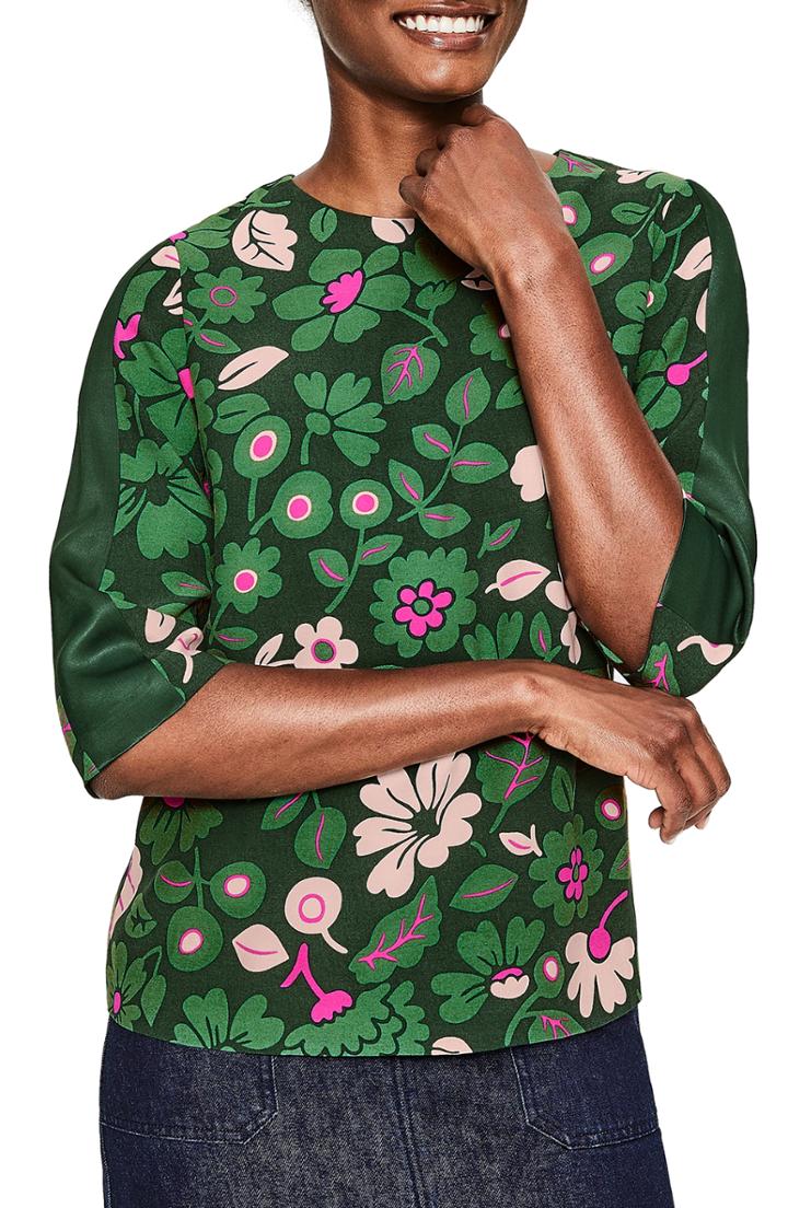 Women's Boden Leonora Floral Blouse - Green