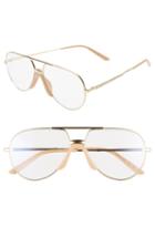 Women's Gucci 60mm Antireflective Aviator Sunglasses - Gold/ Solid Nude W/ Clear