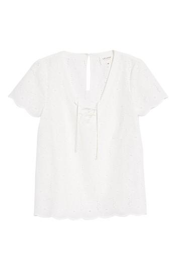 Women's Sezane Calandra Eyelet Blouse Us / 34 Fr - White