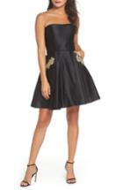 Women's Blondie Nites Satin Applique Party Dress - Black