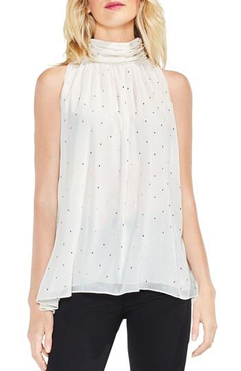 Women's Vince Camuto Print Shirred Neck Halter Blouse - White