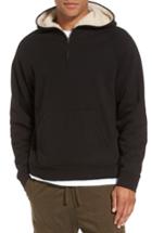 Men's Vince Faux Shearling Trim Half Zip Hoodie, Size - Black