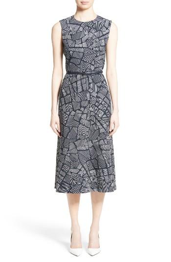 Women's Max Mara Jasmine Print Midi Dress - Blue