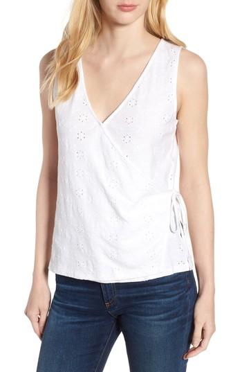 Women's Lucky Eyelet Wrap Tank Top - White