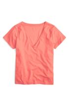 Women's J.crew Supima Cotton V-neck Tee - Coral