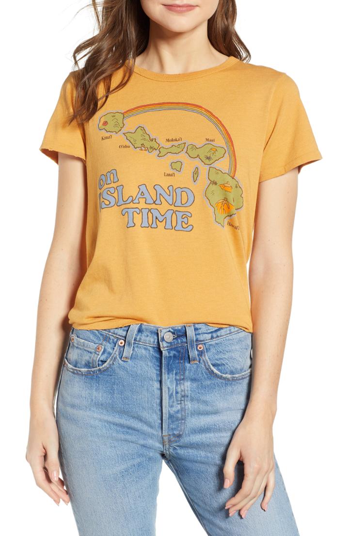 Women's Junk Food On Island Time Tee - Yellow