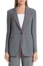 Women's Emporio Armani Piped Woven Jacket Us / 38 It - Grey