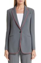 Women's Emporio Armani Piped Woven Jacket Us / 38 It - Grey