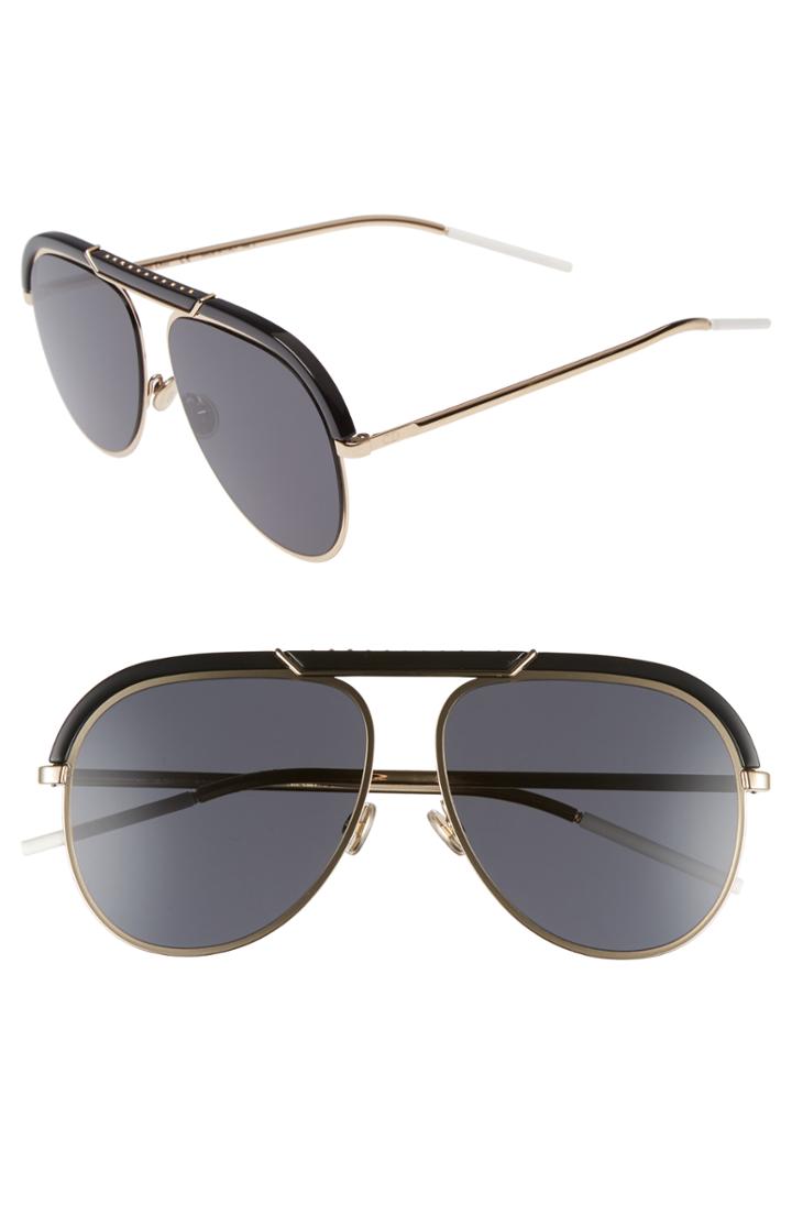 Women's Christian Dior Desertics 58mm Metal Aviator Sunglasses - Gold/ Ivory