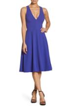 Women's Dress The Population Catalina Tea Length Fit & Flare Dress - Blue