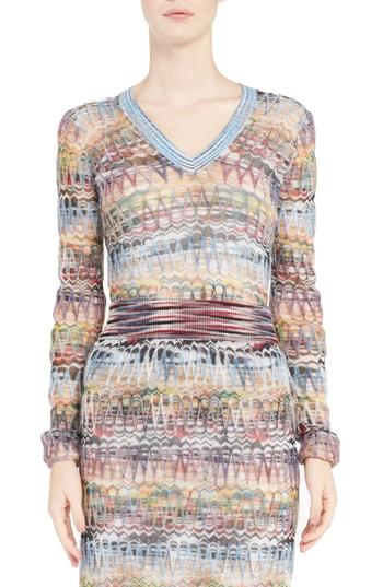 Women's Missoni Open Knit Sweater Us / 48 It - Blue