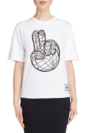 Women's Kenzo Peace World Embroidered Cotton Tee - White