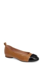 Women's Taryn Rose Penelope Cap Toe Ballet Flat M - Beige