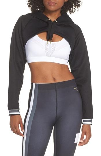 Women's Puma Varsity Cropped Cover-up Hoodie - Black