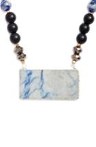 Women's Nakamol Design Agate Rectangle Short Pendant Necklace