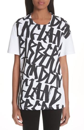 Women's Burberry Cimarron Graffiti Print & Vintage Check Tee, Size - White