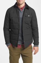 Men's Brixton 'cass' Quilted Shirt Jacket With Corduroy Collar, Size - Black