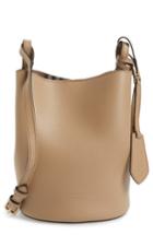 Burberry Small Lorne Leather Bucket Bag - Beige
