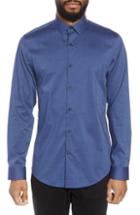 Men's Calibrate Trim Fit Dot Sport Shirt, Size - Blue
