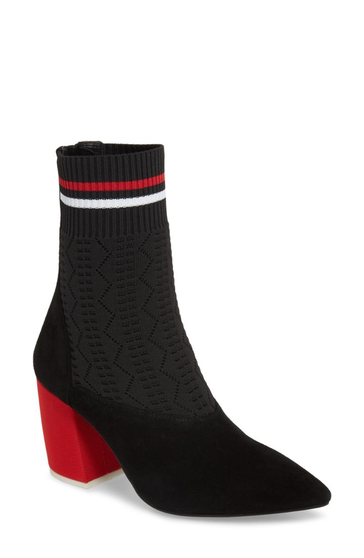 Women's Jeffrey Campbell Finished-2 Patterned Sock Bootie .5 M - Black