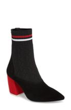 Women's Jeffrey Campbell Finished-2 Patterned Sock Bootie .5 M - Black