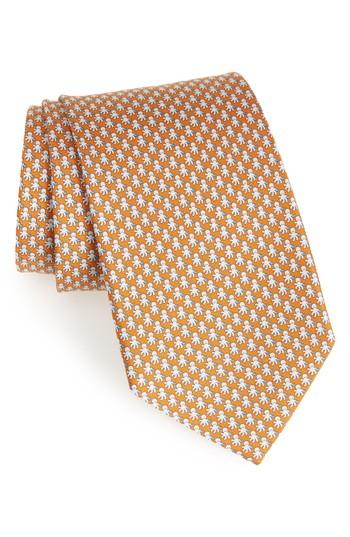 Men's Salvatore Ferragamo Ettore Print Silk Tie, Size - Orange