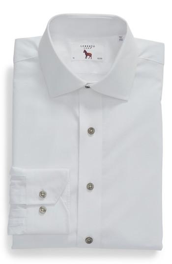 Men's Lorenzo Uomo Trim Fit Floral Dress Shirt .5 - 32 - White
